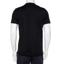 Pre Owned Givenchy Black Floral Printed Cotton Metal 17 Detail Crewneck T-Shirt M