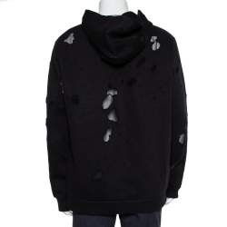 مملوكة مسبقًا Givenchy Black Cotton Distressed Hoodie XXL