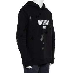 مملوكة مسبقًا Givenchy Black Cotton Distressed Hoodie XXL