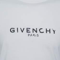 مملوكة مسبقًا Givenchy White Distressed Logo Print Cotton T-Shirt XL