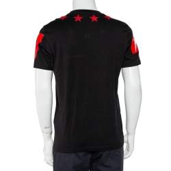 Pre Owned Givenchy Black Cotton Star Applique Detail Crewneck T-Shirt M