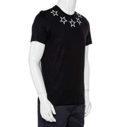 مملوكة مسبقًا Givenchy Black Star Print Cotton Crewneck T-Shirt S