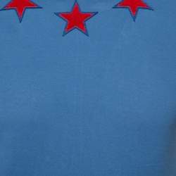 Pre Owned Givenchy Blue Cotton Star Patch Crewneck T-Shirt S
