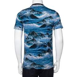 Pre Owned تي شيرت جيفنشي  قطن أزرق مطبوع رقبة مستديرة مقاس صغير - سمول