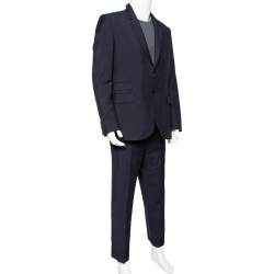 Pre Owned Givenchy Navy Blue Wool & Mohair Suit 3XL
