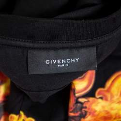 مملوكة مسبقًا Givenchy Black Flames Printed Cotton Crewneck T-Shirt L