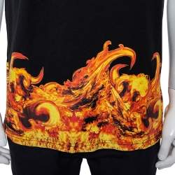 مملوكة مسبقًا Givenchy Black Flames Printed Cotton Crewneck T-Shirt L