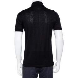 مملوكة مسبقًا Givenchy Black Jacquard Knit Logo Detail Polo T-Shirt M