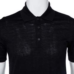 مملوكة مسبقًا Givenchy Black Jacquard Knit Logo Detail Polo T-Shirt M
