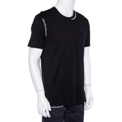Pre Owned Givenchy Black Cotton Slim Fit Tape Detail Crew Neck T-Shirt L