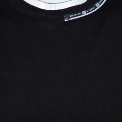 Pre Owned Givenchy Black Cotton Slim Fit Tape Detail Crew Neck T-Shirt L