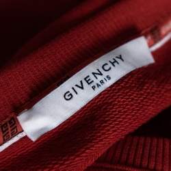 Pre Owned Givenchy Red Logo Printed Cotton Knit Crewneck Sweatshirt L