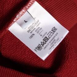 Pre Owned Givenchy Red Logo Printed Cotton Knit Crewneck Sweatshirt L