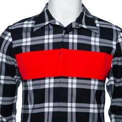 Givenchy Black Plaided Cotton Contrast Paneled Button Front Shirt M