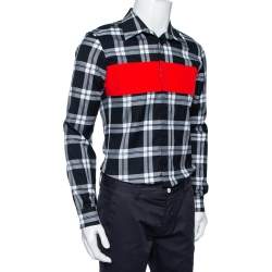 Givenchy Black Plaided Cotton Contrast Paneled Button Front Shirt M