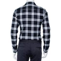 Givenchy Black Plaided Cotton Contrast Paneled Button Front Shirt M