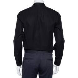 Givenchy Black Cotton Contrast Detail Button Front Shirt M