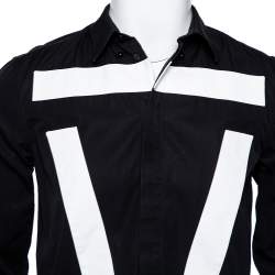 Givenchy Black Cotton Contrast Detail Button Front Shirt M