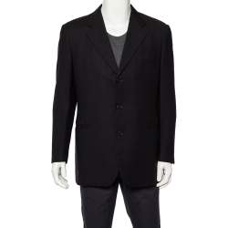 Pre Owned Givenchy Vintage Midnight Blue Wool Button Front Blazer L