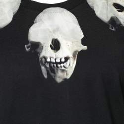 Pre Owned Givenchy Black Skull Printed Cotton Crewneck T-Shirt XL