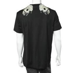 Pre Owned Givenchy Black Skull Printed Cotton Crewneck T-Shirt XL