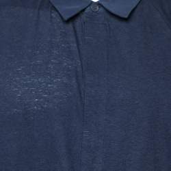 مملوكة مسبقًا Givenchy Blue Cotton & Linen Polo T-Shirt XL