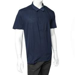 مملوكة مسبقًا Givenchy Blue Cotton & Linen Polo T-Shirt XL
