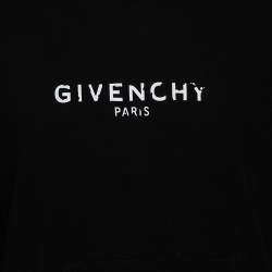 Pre Owned Givenchy Black Cotton Logo Printed Hoodie S