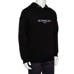 Pre Owned Givenchy Black Cotton Logo Printed Hoodie S