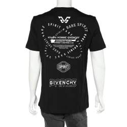 Pre Owned Givenchy Black Logo Printed Cotton Crewneck T-Shirt XL