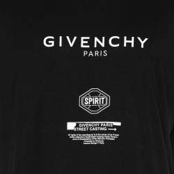 Pre Owned Givenchy Black Logo Printed Cotton Crewneck T-Shirt XL