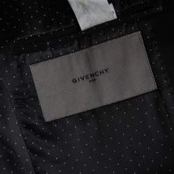 مملوكة مسبقًا Givenchy Black Checkered Wool Contrast Trim Button Front Blazer L