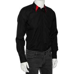 مملوكة مسبقًا Givenchy Black Cotton Poplin Star Detail Button Front Shirt M
