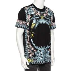 Pre Owned Givenchy Black Shark and Mermaid Print Cotton Oversized T-Shirt M 