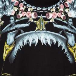 Pre Owned Givenchy Black Shark and Mermaid Print Cotton Oversized T-Shirt M 