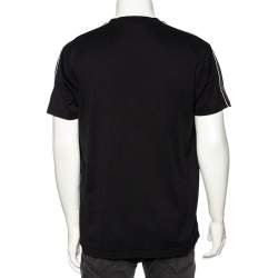 مملوكة مسبقًا Givenchy Black Cotton Logo Tape Detail Short Sleeve T-Shirt M