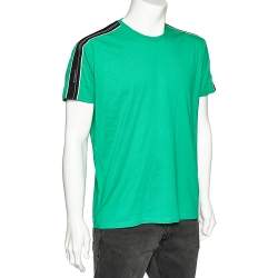 Givenchy Green Cotton Contrast Logo Tape Detail Regular Fit T-Shirt M