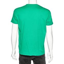 Givenchy Green Cotton Contrast Logo Tape Detail Regular Fit T-Shirt M