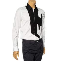 Pre Owned Givenchy White & Black Cotton Button Front Shirt M