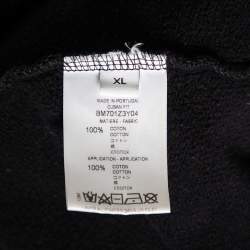 مملوكة مسبقًا سويتشيرت جيفنشي هودد أبليك شعار قطن ممزق أسود مقاس كبير جداً