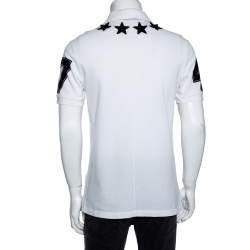 Pre Owned Givenchy White Cotton Pique Star Applique Detailed Polo T-Shirt S