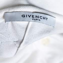Pre Owned Givenchy White Cotton Pique Star Applique Detailed Polo T-Shirt S