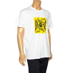 Pre Owned Givenchy White Extreme Logo Record Print Cotton Short Sleeve T-Shirt L 