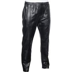Pre Owned Givenchy Black Leather Rottweiler Trousers L