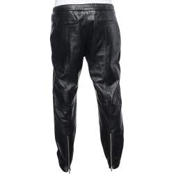 Pre Owned Givenchy Black Leather Rottweiler Trousers L