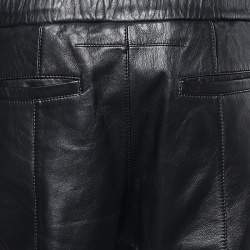 Pre Owned Givenchy Black Leather Rottweiler Trousers L