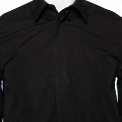 Pre Owned Givenchy Black & White Band Inset Cotton Button Front Shirt M