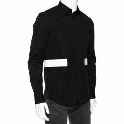 Pre Owned Givenchy Black & White Band Inset Cotton Button Front Shirt M