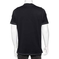 Givenchy Black Logo Printed Side Trim Detail Distressed T-Shirt L