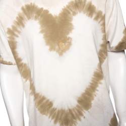 Givenchy White Tie-Dye Heart Printed Cotton Crewneck Oversized T-Shirt M